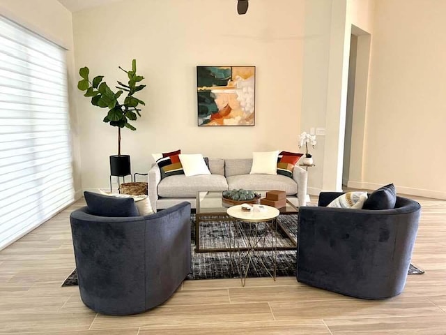 living room featuring light hardwood / wood-style flooring