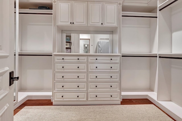 walk in closet featuring dark hardwood / wood-style floors