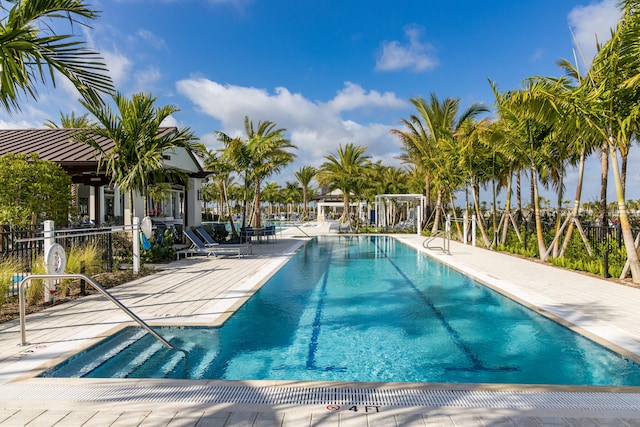 view of swimming pool with a patio area