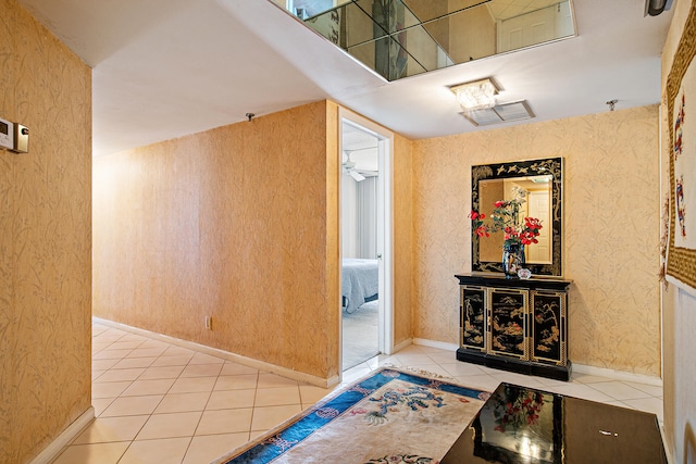 interior space featuring light tile floors