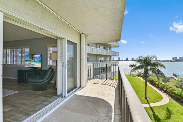 balcony with a water view