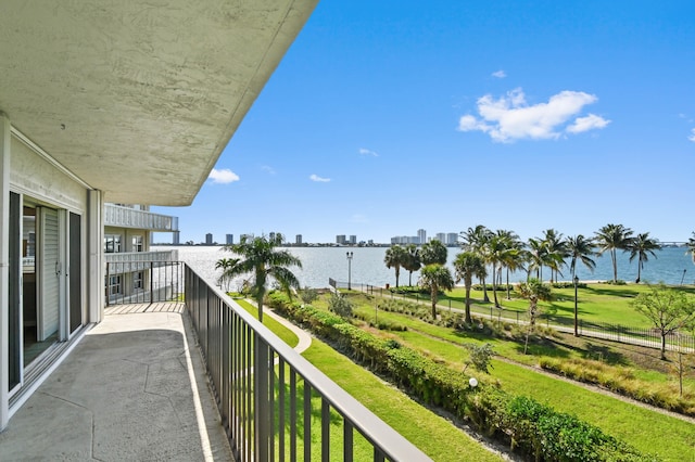 balcony with a water view