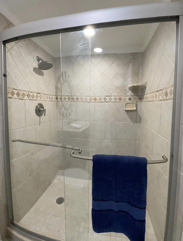 bathroom featuring walk in shower