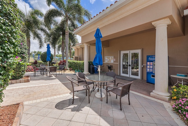 view of patio / terrace featuring french doors