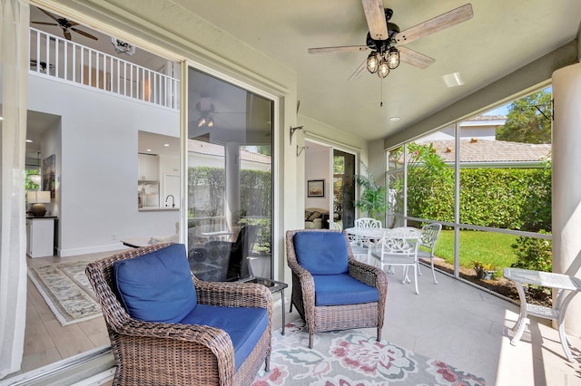 view of patio with ceiling fan