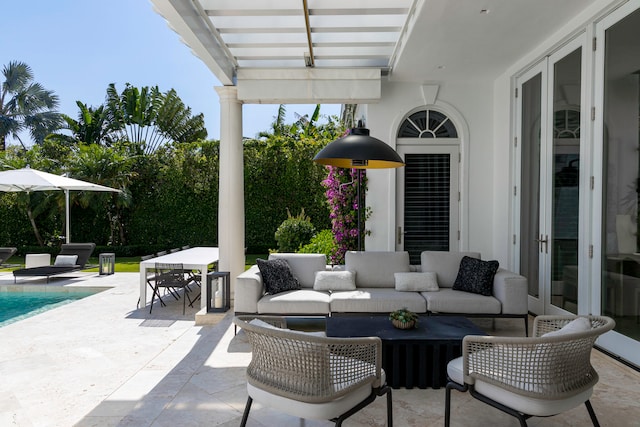 view of patio featuring outdoor lounge area and french doors