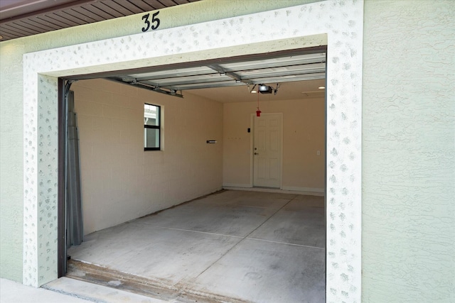 garage with a garage door opener