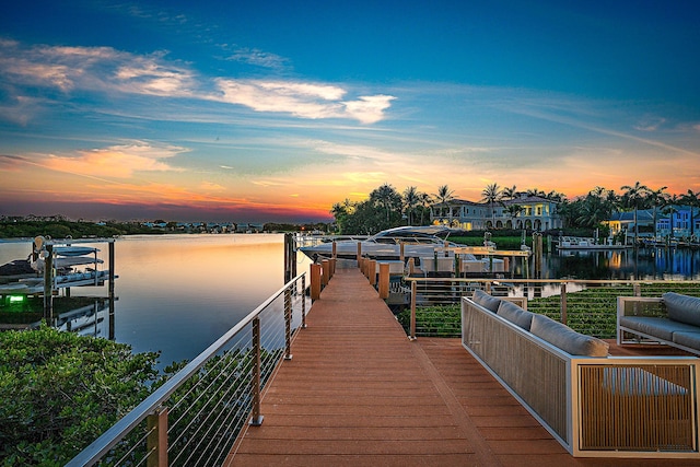 view of dock featuring a water view