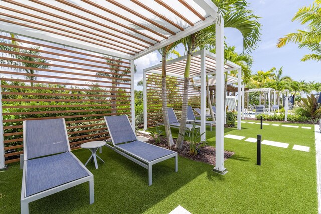 view of yard with a pergola