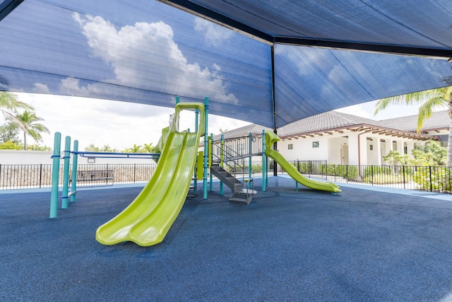 community play area with fence