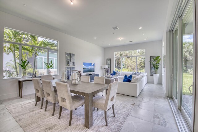 view of tiled dining space