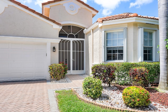 exterior space featuring a garage