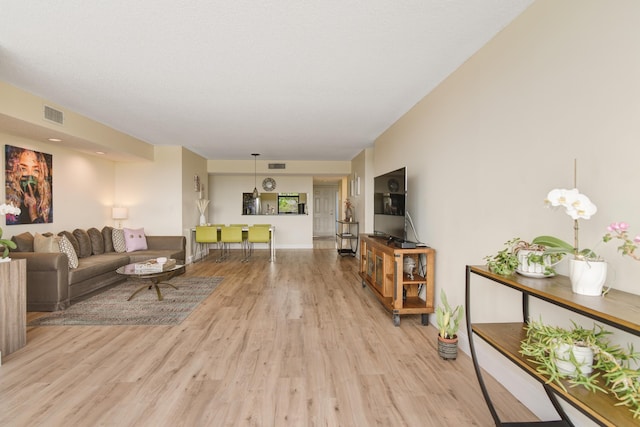 living room featuring light hardwood / wood-style flooring