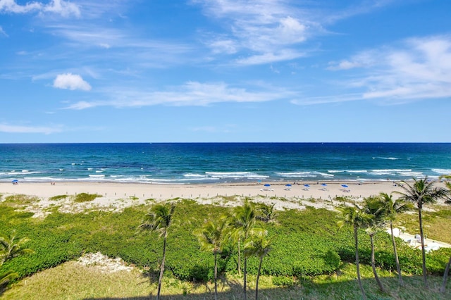 property view of water featuring a view of the beach