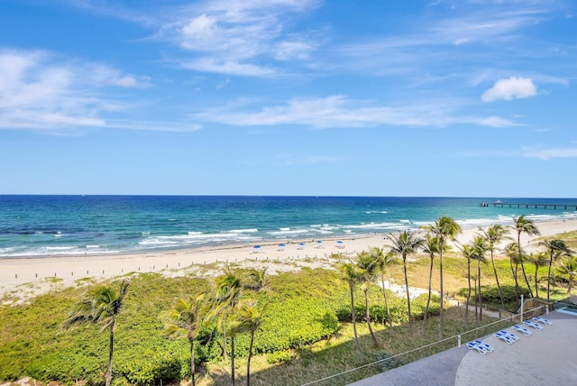 property view of water with a beach view