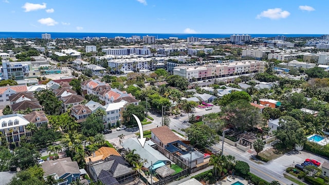 bird's eye view featuring a water view