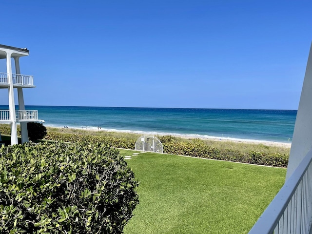 view of water feature featuring a beach view