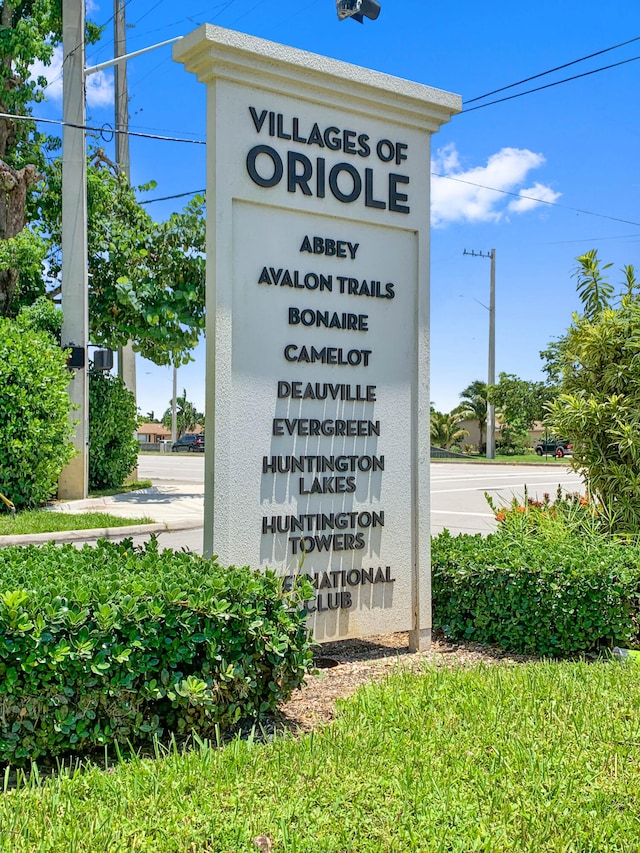 view of community sign