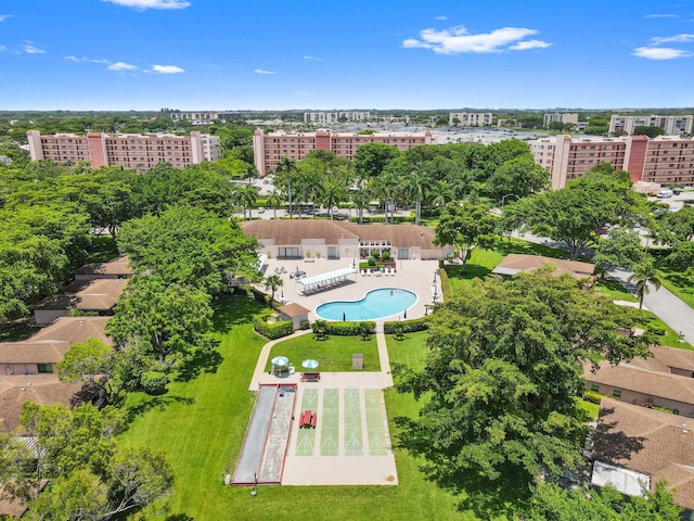 aerial view featuring a view of city