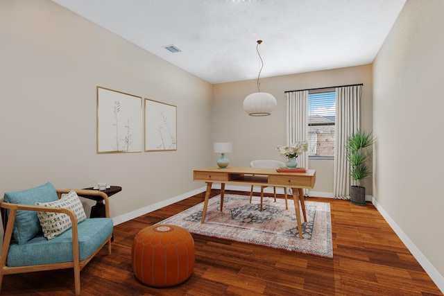 office featuring hardwood / wood-style flooring