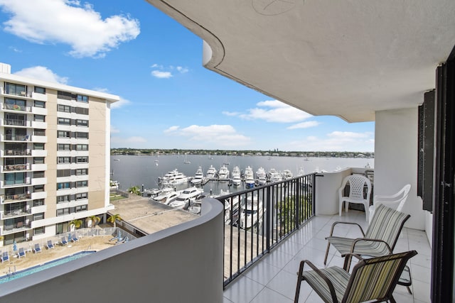 balcony with a water view