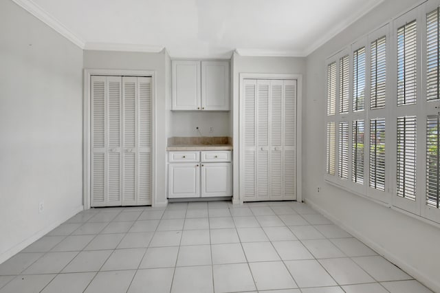 interior space featuring crown molding