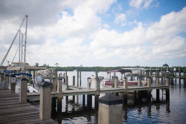 dock area featuring a water view