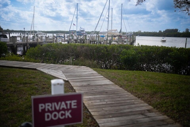 dock area featuring a water view