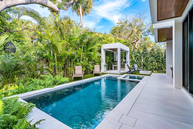 view of swimming pool with a patio area