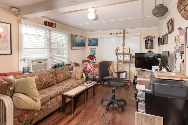 home office featuring hardwood / wood-style floors