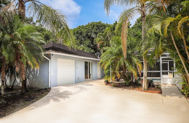 exterior space with a garage