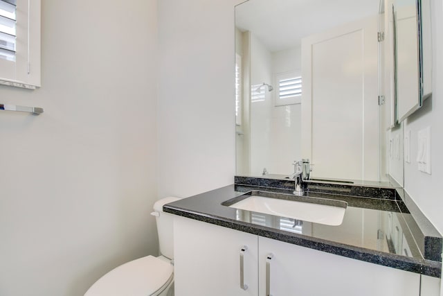 bathroom featuring toilet and large vanity