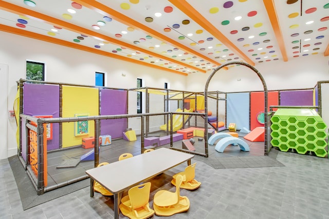 playroom featuring tile flooring