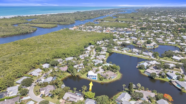 bird's eye view featuring a water view