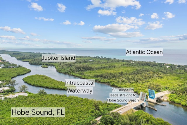 9029 SE Breeze Way, Hobe Sound, FL 33455 - birds eye view of property featuring a water view