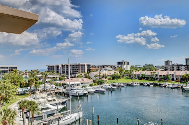 view of water feature featuring a boat dock