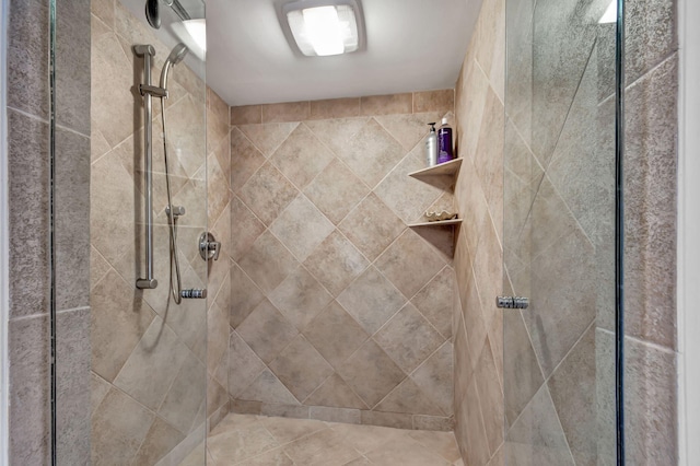 bathroom with a stall shower