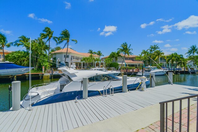 view of dock featuring a water view