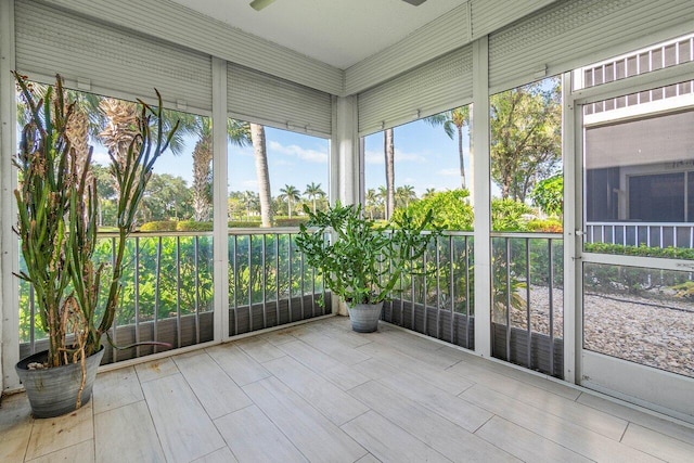 view of unfurnished sunroom