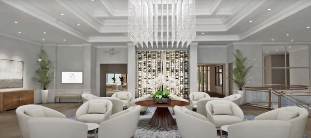 5166 Lake Catalina Dr Unit C, Boca Raton, FL 33496 - lobby with recessed lighting, a towering ceiling, and ornamental molding