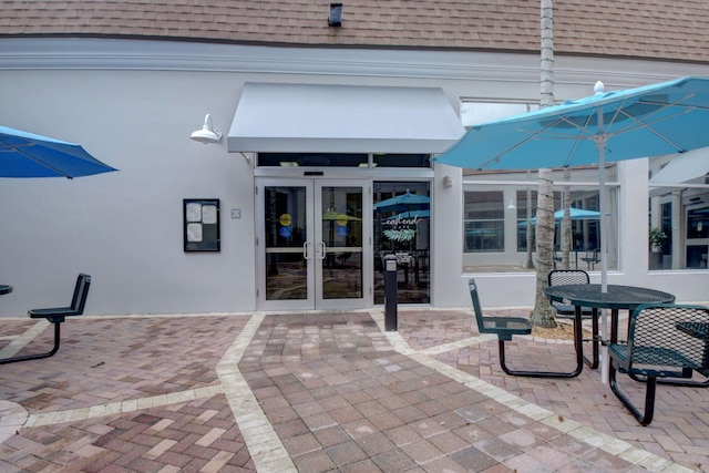 view of patio / terrace featuring french doors