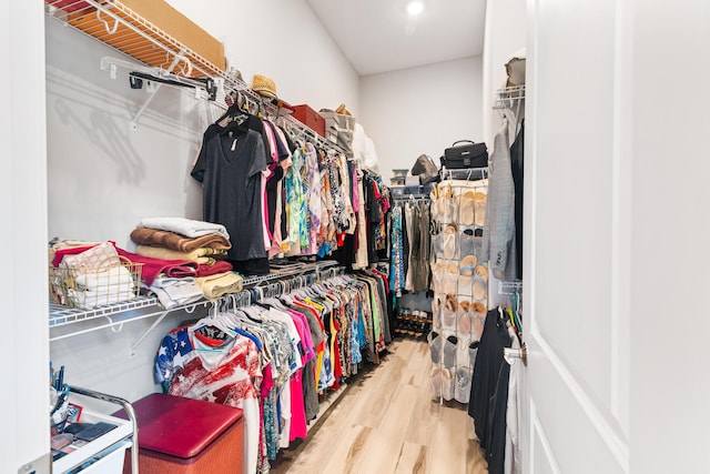 spacious closet featuring wood finished floors