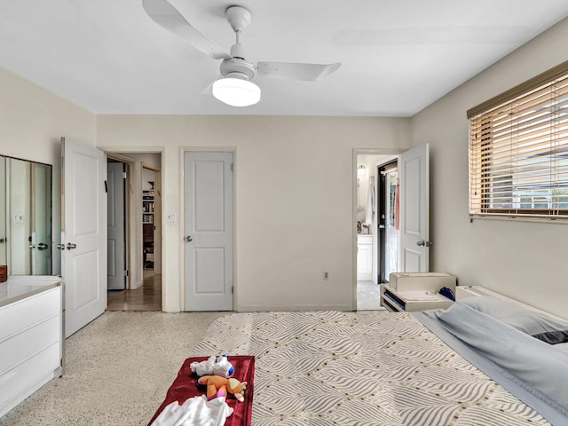 bedroom featuring ceiling fan