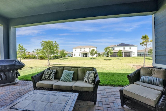 view of patio / terrace with a grill and an outdoor hangout area