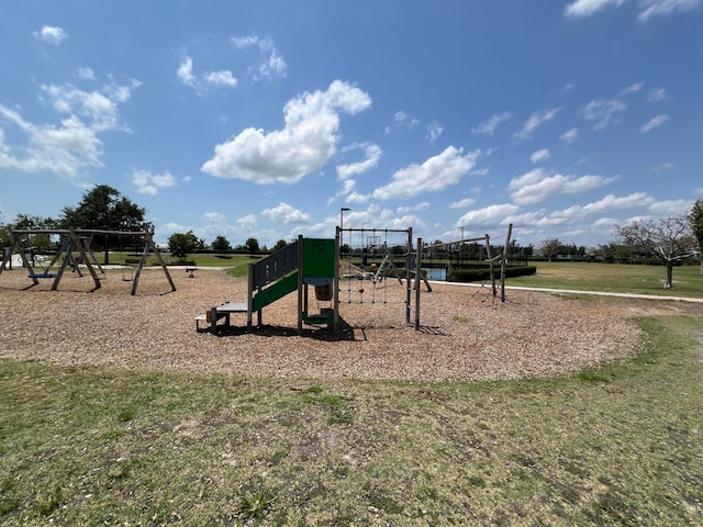 view of play area featuring a yard