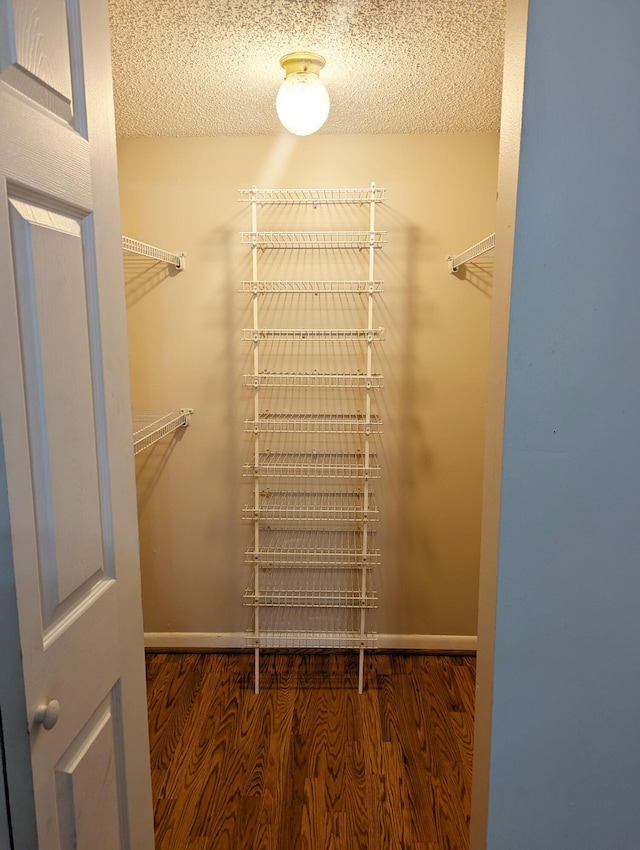 spacious closet with dark wood-type flooring