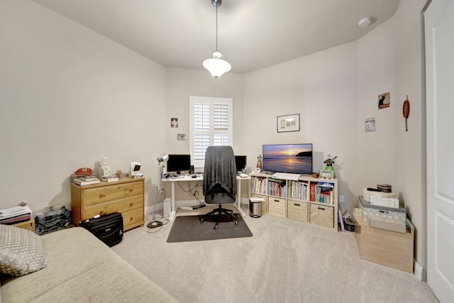 office space with light colored carpet