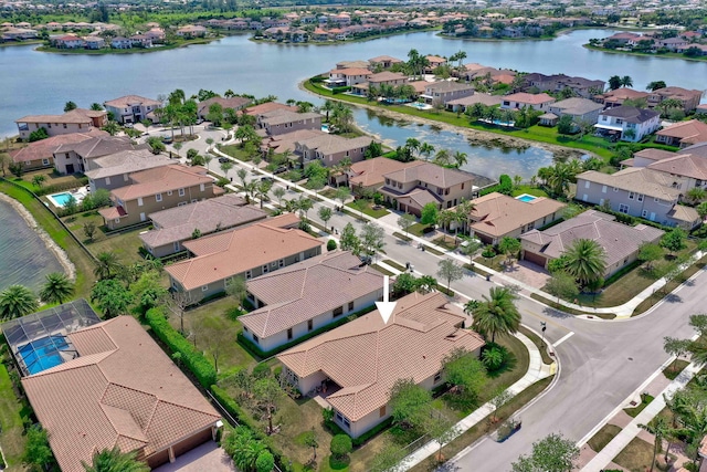 bird's eye view featuring a water view