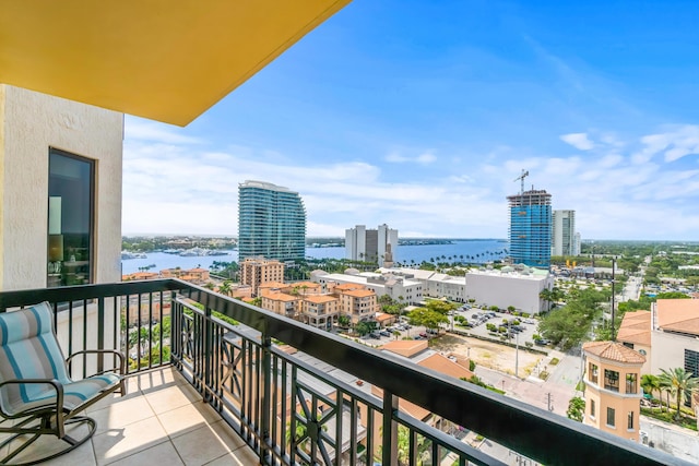 balcony with a water view