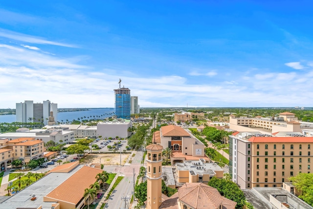 bird's eye view featuring a water view